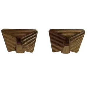 1970s Vtg Hanson Gold Tone Cufflinks Textured Geometric Vintage Mens Jewelry - Picture 1 of 11