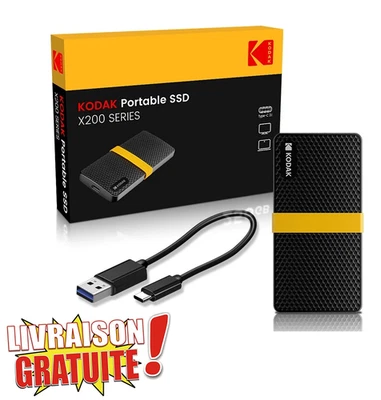 Kodak 256GB Portable SSD X200 Fast Storage Shockproof - Image 1 of 4