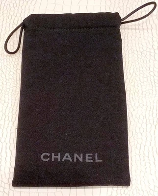 Nuevo Chanel Negro Lino Suave Estuche de Tela Anteojos Gafas de Sol Cordón Foto 1 de 4