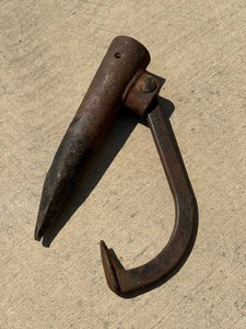 Authentic Antique Metal Logging Tool Cant Dog Hook Rustic Log Roller #24010 - Picture 1 of 7