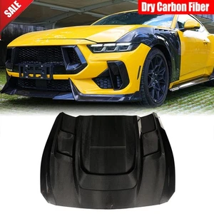 For Ford Mustang S650 GT 2024-2025 Dry Carbon Fiber Front Hood Bonnet Cover Trim - Picture 1 of 12