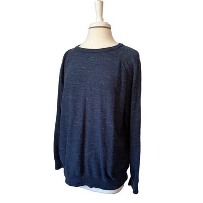 J. Crew Mens XL Preppy Heathered Navy Cotton Crew Neck Pullover Sweater Academia - Image 1 of 4