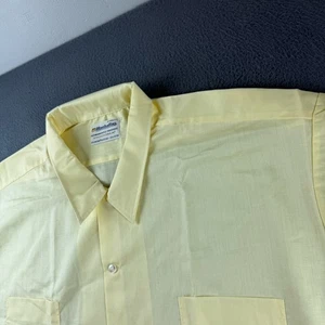 Vintage Manhattan Shirt Men’s 4XL Yellow Docoma Dacron Loop Collar 60s 70s True* - Picture 1 of 12
