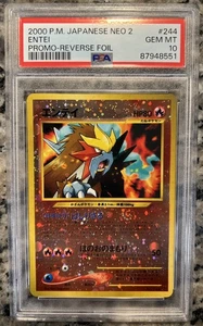 Pokémon japonés Neo 2 2000 promoción reverso lámina #244 Entei PSA 10 - Imagen 1 de 2