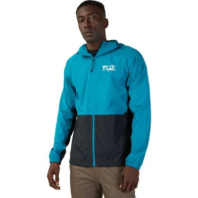 Fox Racing Mens Cienega Windbreaker Jacket DWR Packable Zipper Pockets Maui Blue - Image 1 of 4