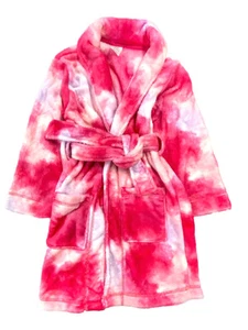 Girls Plush Pink & White Tie Dye Bathrobe Bath Robe House Coat XS (4/5) - Picture 1 of 1