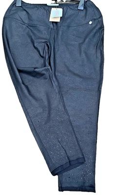 TREDY NEUE MODE SCHWARZ LEDER OPTIK STRETCH HOSE LEGGING 46 XXL GLITZER STRASS - Bild 1 von 4