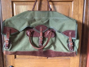 VINTAGE ORVIS Gokey große JAGD ANGELN Seesack Typ Tasche grün Canvas LEDER - Bild 1 von 13