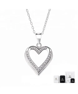 Halskette 925 Silber Damen mit Herz Anhänger  Frauen Kette Geschenk mit Etui - Bild 1 von 7