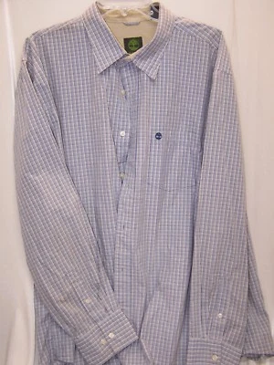 Camisa de vestir Timberland XL X-Large manga larga azul beige algodón para hombre Foto 1 de 2