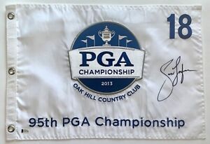 Jason Dufner signed 2013 Pga Championship Flag Oak Hill golf beckett coa Auburn