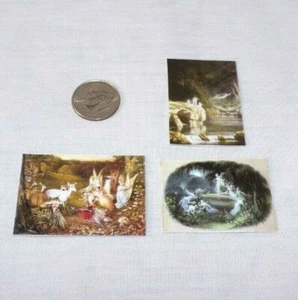 Miniature Dollhouse Famous Artist Fairy Art Painting Print Poster 1" - 1.6" Lot - Picture 1 of 1