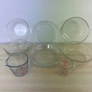 PYREX USA VINTAGE 1960'S GLASS BUNDLE PIE PLATE OVEN DISH BOWL JUG - 11 PIECE - Picture 1 of 17