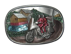 Bergamot Brass Works 1984 Men's Belt Buckle Motorcycle Engraved Riding USA - Picture 1 of 2