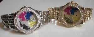 Men's Silver & Gold Finish Bling WORLD MAP Dial Fashion Dressy/Casual Watch - Picture 1 of 17