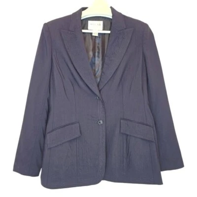 Blazer de lana OSCAR DE LA RENTA ajustado azul para mujer cuello de 10 muescas pecho único Foto 1 de 4