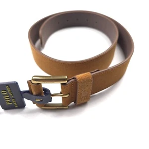 Cinturón Polo Ralph Lauren Roller Hebilla Cuero Gamuza Tostado Para Hombre Talla 32 - Imagen 1 de 8