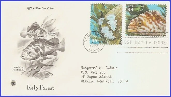 USA3 #4423d ADDR PCS ARTCRAFT FDC STR2 melena de león nudibranquio bosque de algas Foto 1 de 1