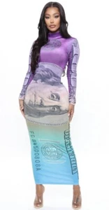 Neu mit Etikett Fashion Nova Größe Medium Show Me The Money Samt-Maxikleid - Bild 1 von 12
