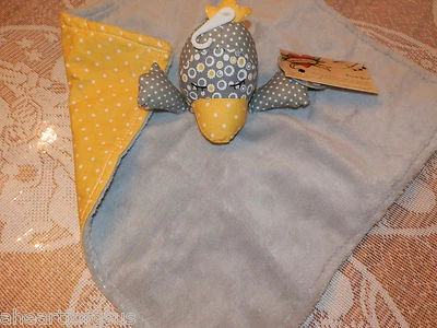 TREND LAB SECURITY BLANKET GRAY DUCK HELLO SUNSHINE CHICKEN NEW YELLOW POLKA DOT - Image 1 of 3