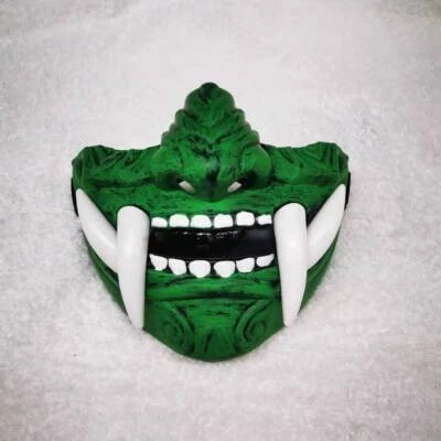 Prajna Devil Half Face Mask Halloween Prop Hannya Noh Kabuki Demon Oni Samurai - Image 1 of 4