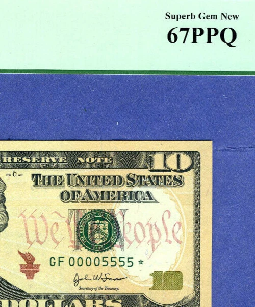 FANCY BINARY QUAD #00005555 STAR rare ATLANTA 2004A LOW 9600 run $10 PCGS 67 PPQ - Image 1 of 3