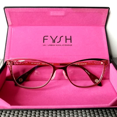 FYSH UK Urban Eyewear Eyeglasses Frame 3555 Women's Red Cat Eye 53-16-140 - Image 1 of 4