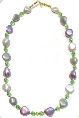 Collana diWa Jewels perle pepite colore pastello ematite cristalli verdi gocce - Immagine 1 di 4