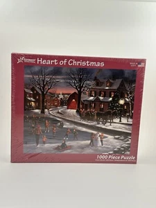 Heart of Christmas Puzzle 1000 Pieces Winter Town Ice Skaters Horse Sleigh - Picture 1 of 4