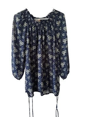 Blusa Route 66 XL Floral Manga Larga Cuello en V Pullover Semi Transparente Campesina Boho Foto 1 de 4