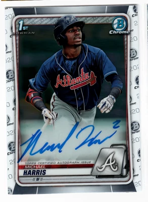 2020 Bowman Chrome Prospect Autograph #CPAMH Michael Harris 1st Bowman - Image 1 of 2