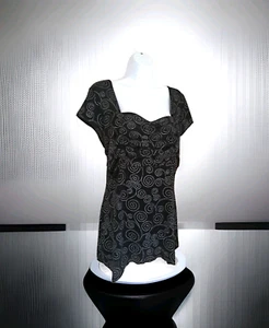 Kleid Scheune Popover Top XL schwarz silber Glitzer Glitzer Hai Biss Saum dehnbar - Bild 1 von 9