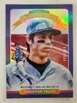 2020 Panini Donruss Diamond Kings Christian Yelich #5 #'d 643/650 - Image 1 of 2
