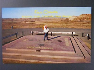 4 Corners Marker Arizona Utah Colorado New Mexico Chief Goodluck Postcard 1950s - Picture 1 of 2