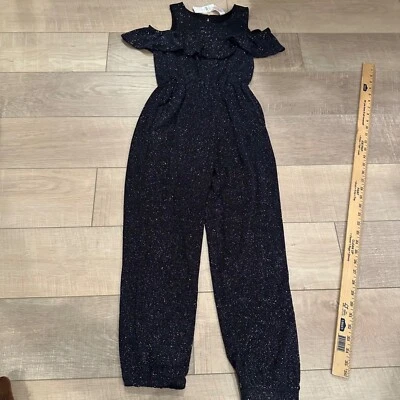 JUSTICE GIRLS MAMELUCO NEGRO BRILLO DE UNA PIEZA NUEVO TALLA 12 Foto 1 de 4