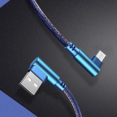 100/200cm Micro USB 90 Degree Right Angle Data Sync Charging Charger Cable - Image 1 of 4