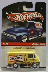 2009 HOT WHEELS DELIVERY SERIES COMBAT MEDIC CHAMPION SPARK PLUGS YELLOW 11/25 - Picture 1 of 1