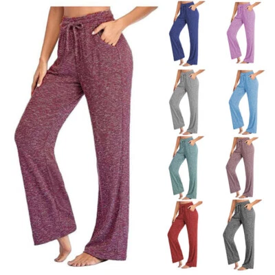 Women's Loose Fit Wide Leg Palazzo Pants High Waist Summer Lounge Yoga Pants - Image 1 of 4