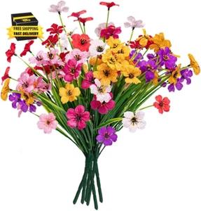 Spring Artificial Flowers for Outdoors 6 Bundles UV Resistant Fake Flowers Faux - Picture 1 of 8