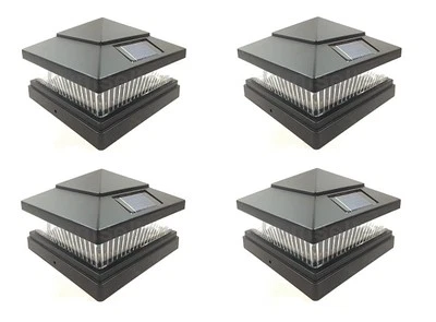 4PACK Bright Black 6X6 3.2V Lithium-Ion 5 LED 78Lumens Solar Post Deck Square - Image 1 of 4