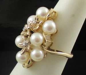 14K Yellow Gold Cultured Freshwater Pearl Ring - Size 5 - Picture 1 of 11