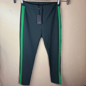 NWT Armani Exchange Black Trousers Green Side Stripe Size 6 Office Business Work - Picture 1 of 10
