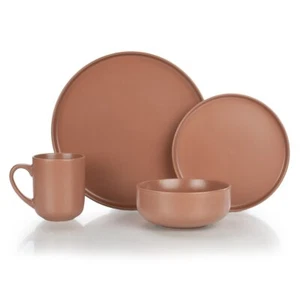 Everything Kitchens Modern Flat 16-Piece Dinnerware Set | Terracotta - Picture 1 of 4