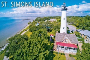 Postcard Continental Size St Saint Simons Island Lighthouse Georgia GA - Picture 1 of 2