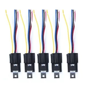 5pcs 12V 40A 5Pin SPDT Automotive Relay with Wires & Harness Sockets - Picture 1 of 8