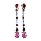 Heated Oval Ruby 9x7mm Tanzanite Gemstone 925 Sterling Silver Jewelry Earrings