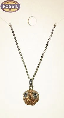 NUEVO COLLAR CADENA PLATA FÓSIL + TONO BRONCE, BRILLO, BOLA DE BÚHO ENCANTO JOF0003204 Foto 1 de 4