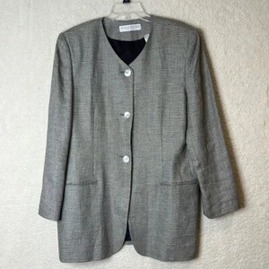 Valerie Stevens Womens Pure Linen Suit Jacket Brown/Black/Cream 16 PLUS SIZE - Picture 1 of 9