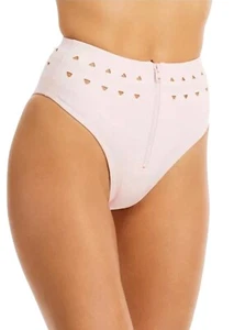 GIGI C Size L McKenzie Pale Pink High Waist Zipper Cutout Bikini Bottom NWT - Picture 1 of 6