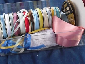 Lot of SATIN RIBBONS~17 SPOOLS and More~Different Colors & Sizes - Picture 1 of 3